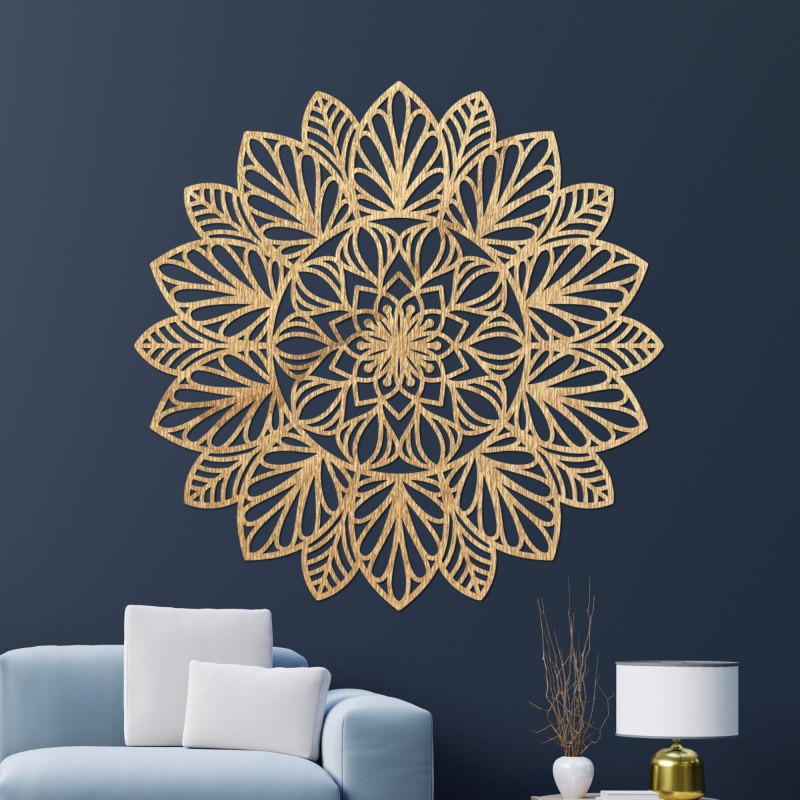 Mandala din lemn pentru perete, decor din lemn
