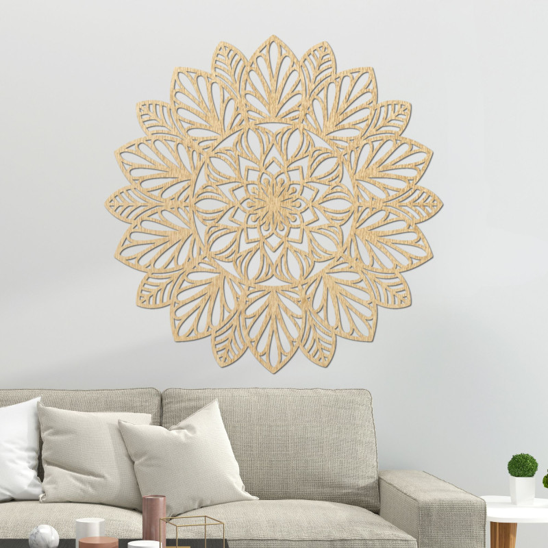 Mandala din lemn pentru perete, decor din lemn