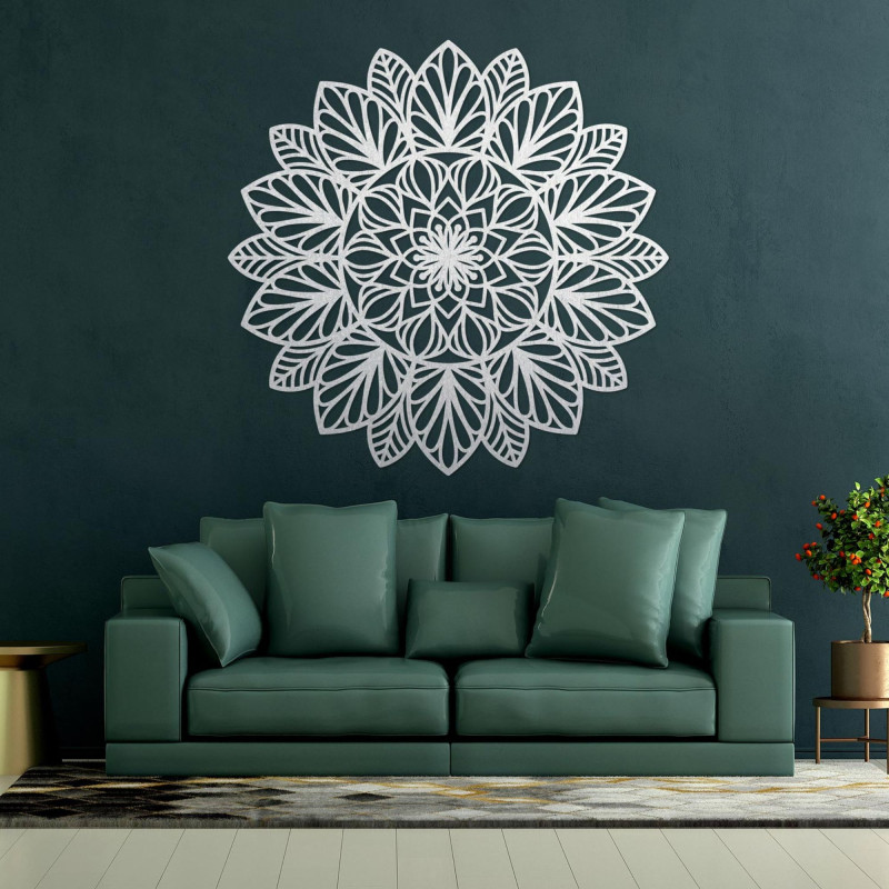 Mandala din lemn sculptată cu laser pentru perete - decor nordic boho