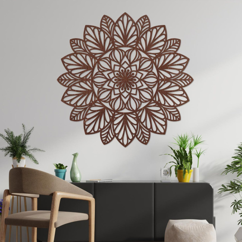 Mandala din lemn pentru perete, decor din lemn