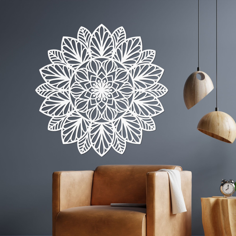 Mandala din lemn sculptată cu laser pentru perete - decor nordic boho