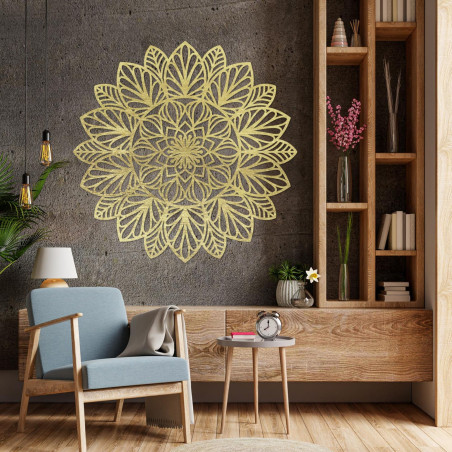 Mandala din lemn sculptată cu laser pentru perete - decor nordic boho
