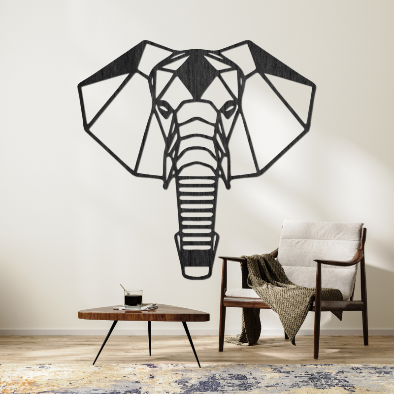 Decor de perete din lemn cu cap de elefant - ROYON