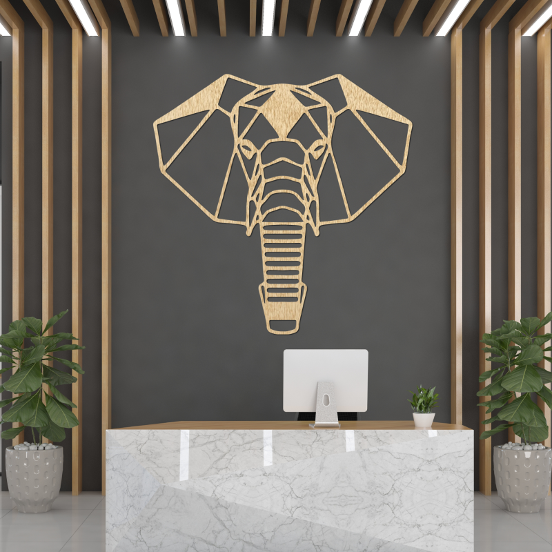 Decor de perete din lemn cu cap de elefant - ROYON