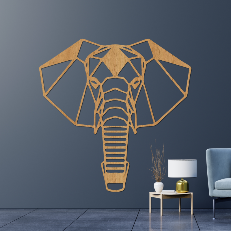 Decor de perete din lemn cap de elefant - LOXODONTA