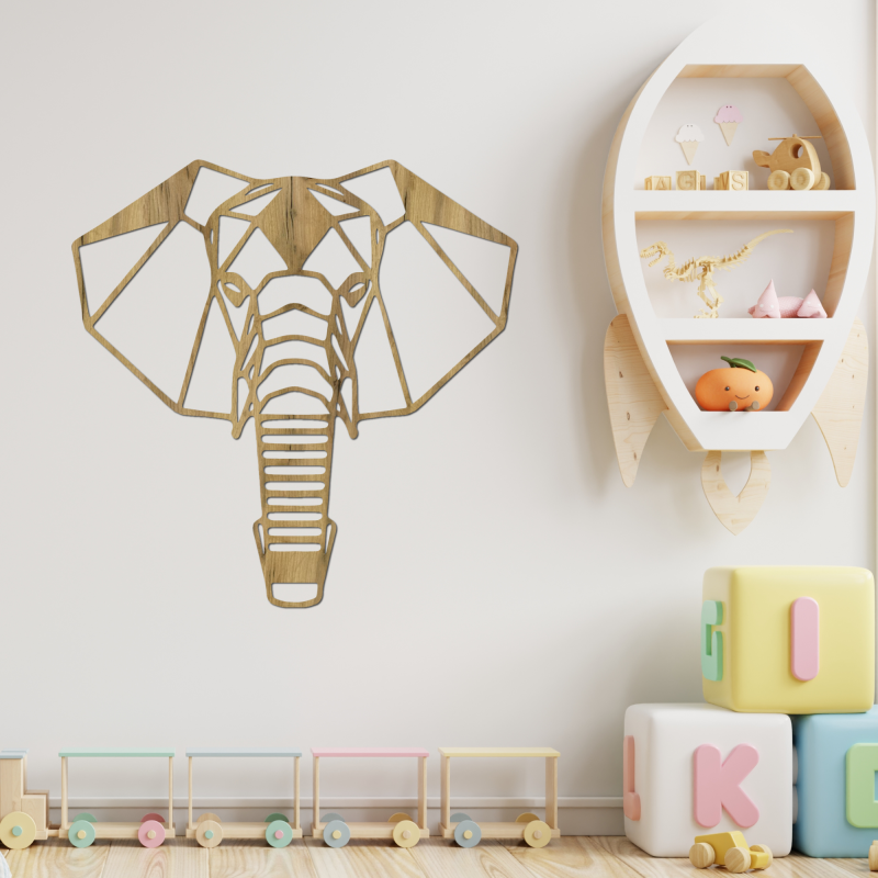 Elegantă imagine de elefant din lemn, simbol al forței și înțelepciunii