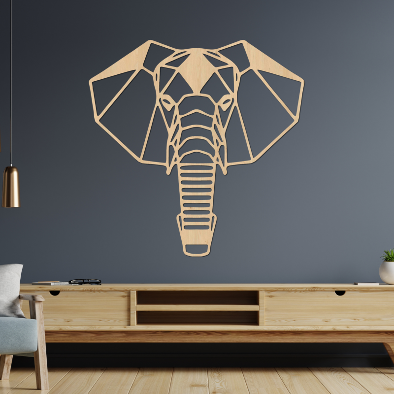 Decor de perete din lemn cap de elefant - LOXODONTA