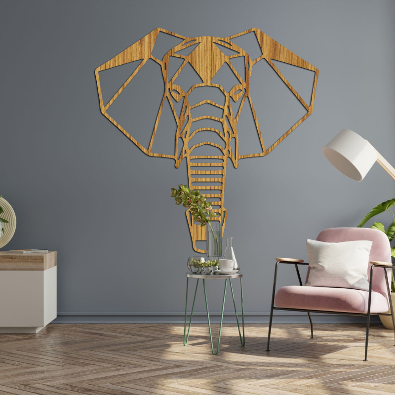 Elegantă imagine de elefant din lemn, simbol al forței și înțelepciunii