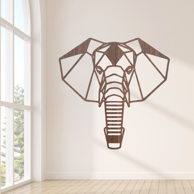 Elegantă imagine de elefant din lemn, simbol al forței și înțelepciunii