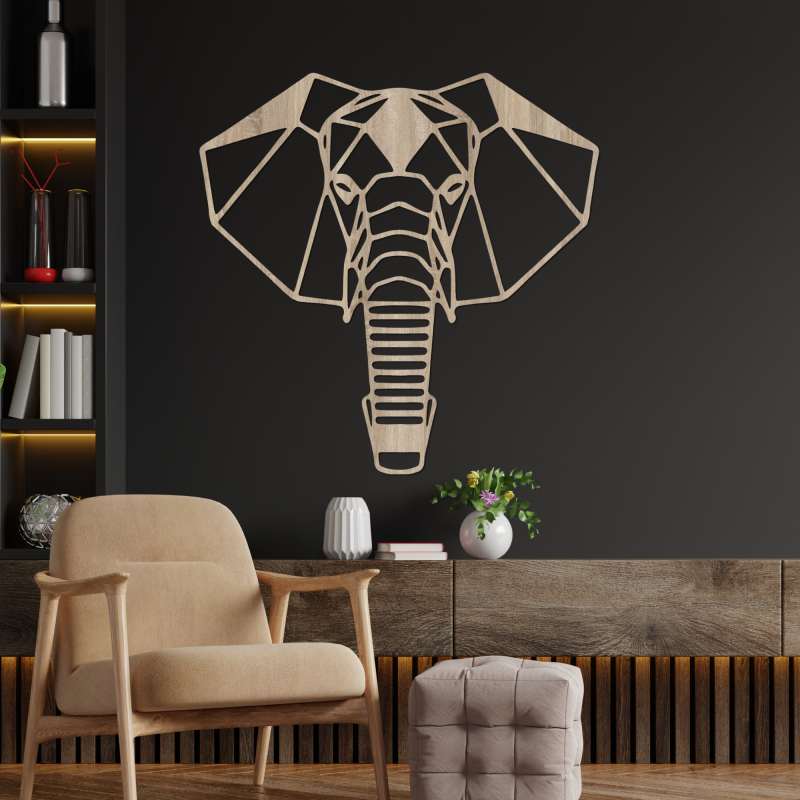 Decor de perete din lemn cap de elefant - LOXODONTA