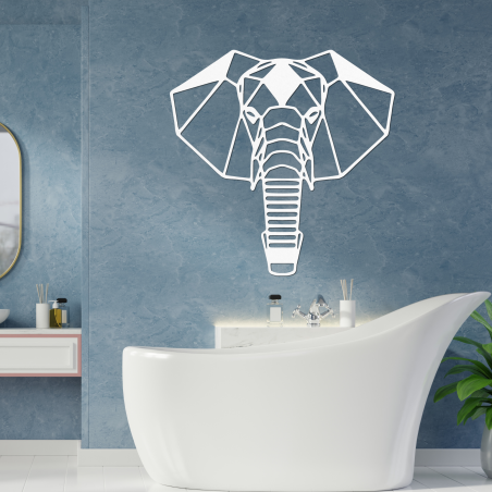 Decorațiune murală geometrică din lemn cu elefant, în stil modern