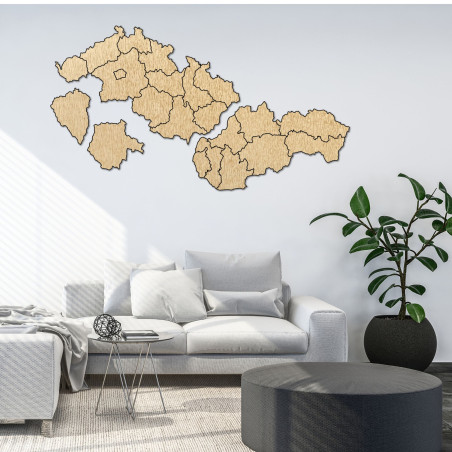 Harta din lemn a Slovaciei și a Republicii Cehe - PUZZLE