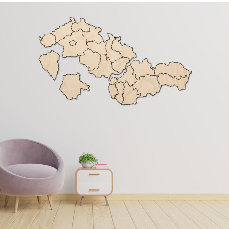 Harta din lemn a Slovaciei și a Republicii Cehe - PUZZLE