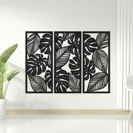 Pictură murală monstera din trei piese