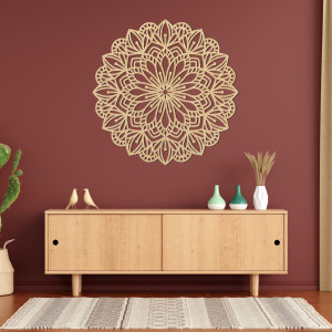 Mandala din lemn pe perete, esență florală - ESSENTIA