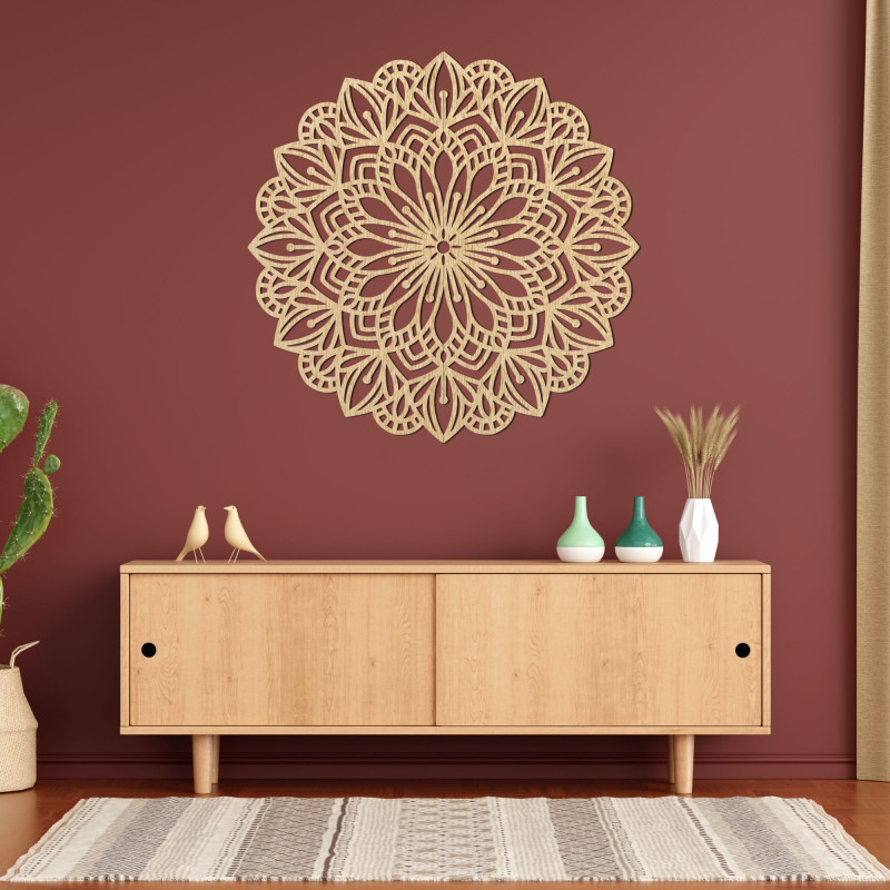 Mandala din lemn pe perete, esență florală - ESSENTIA