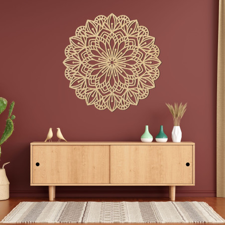 Mandala din lemn pe perete, esență florală - ESSENTIA