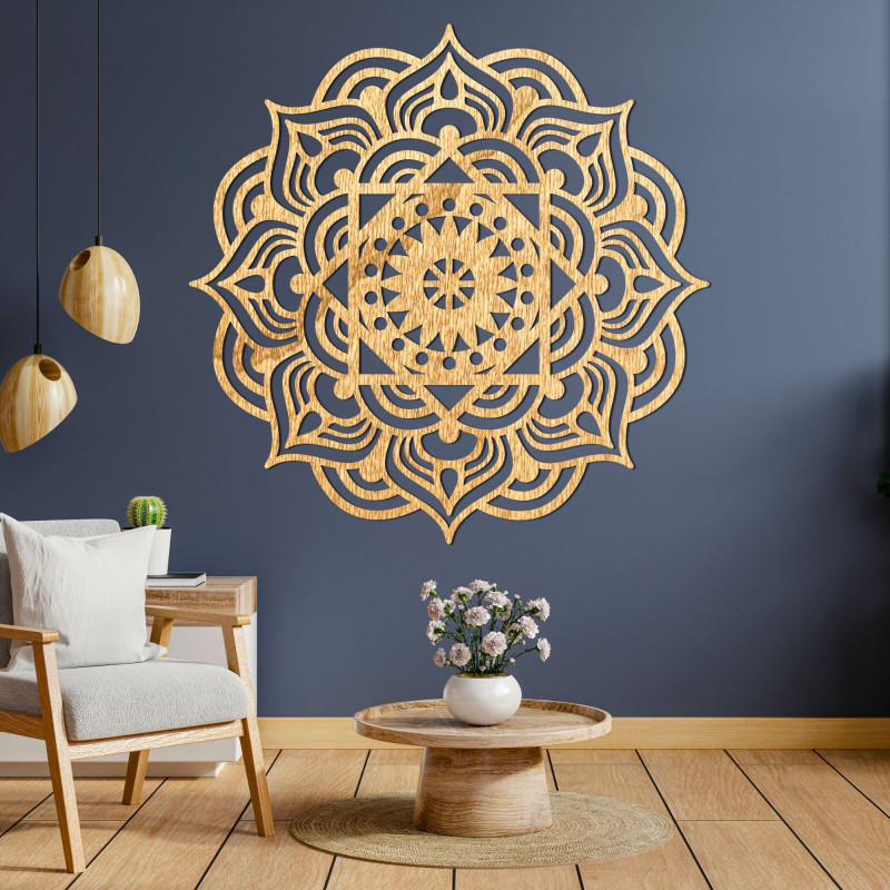 Decor de perete din lemn mandala - ROMANCE