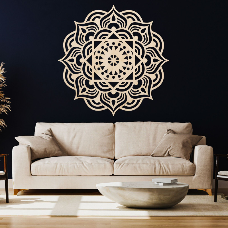 Decor de perete din lemn mandala - ROMANCE