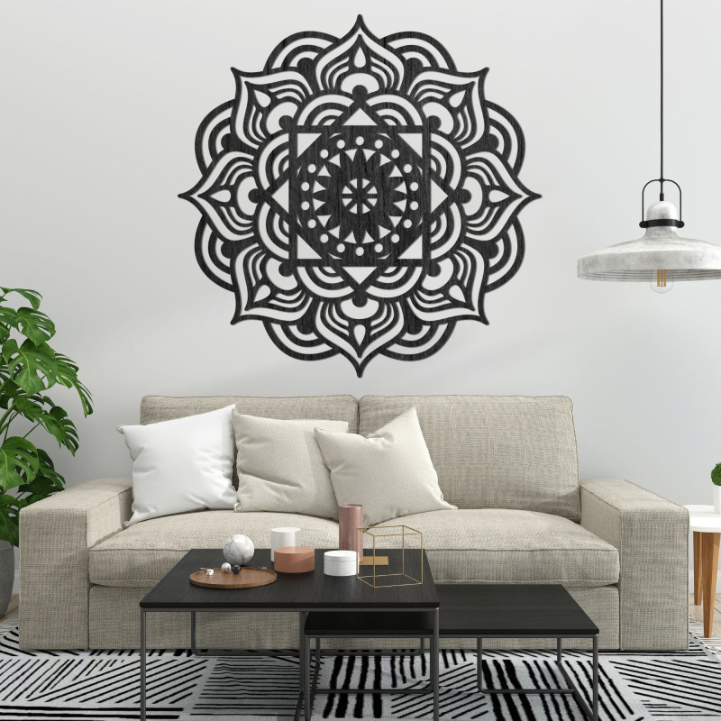 Decor de perete din lemn mandala - ROMANCE