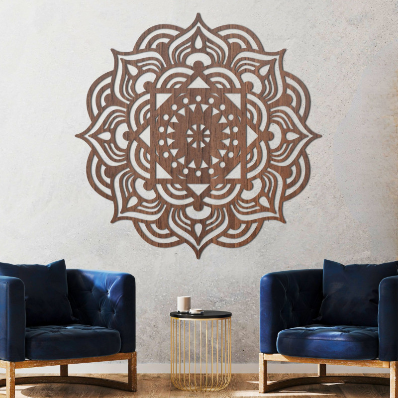 Mandala din lemn pe perete ca pictură