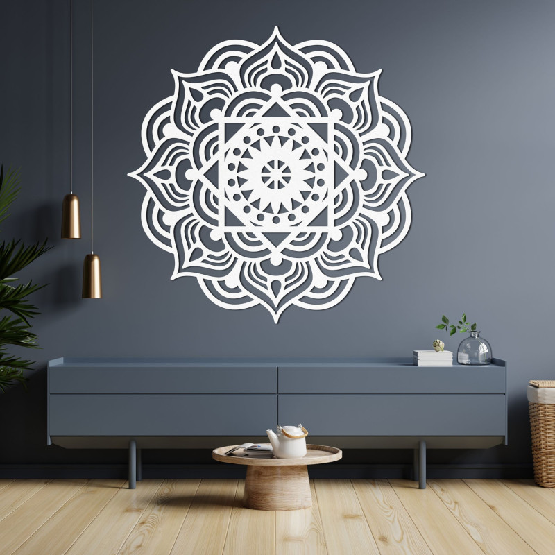 Mandala din lemn pe perete ca pictură
