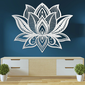 Decorațiune murală mandală florală din lemn - COR LUCIS