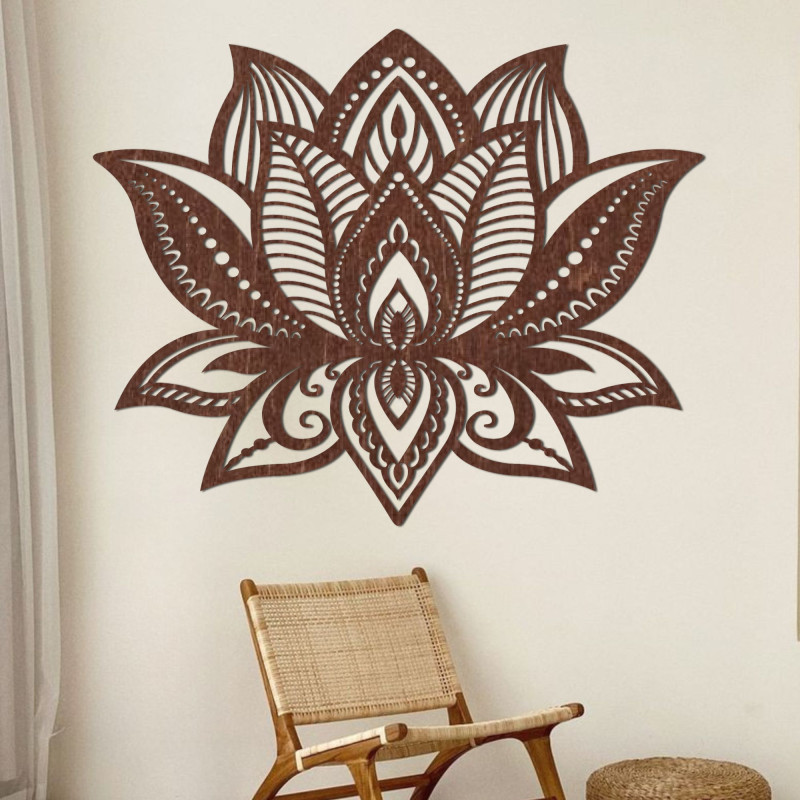 Decorațiune murală mandală florală din lemn - COR LUCIS