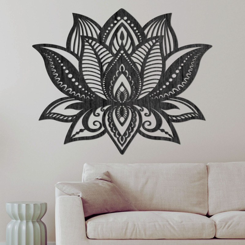 Decorațiune murală mandală florală din lemn - COR LUCIS