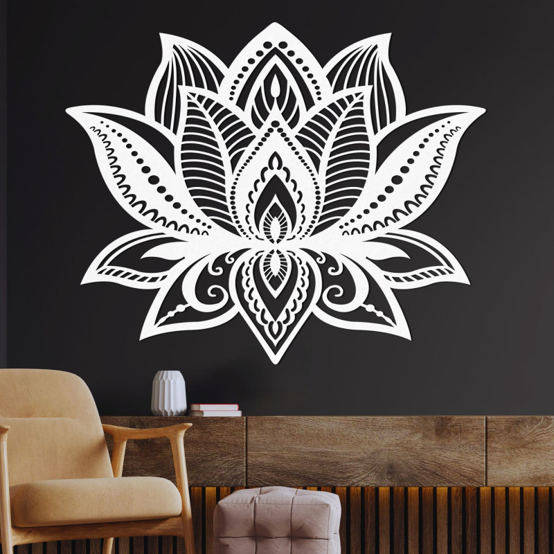 Floare de lotus elegantă din lemn - decor de perete original cu un design natural.