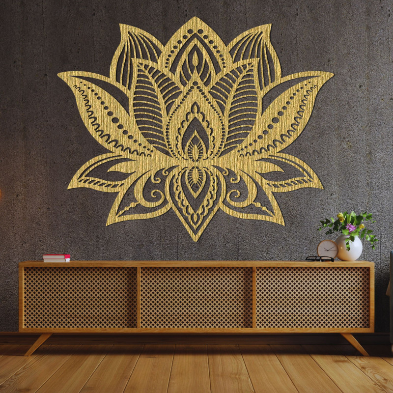 Decorațiune murală mandală florală din lemn - COR LUCIS