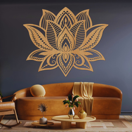 Decor de perete din lemn mandala - LOTOS