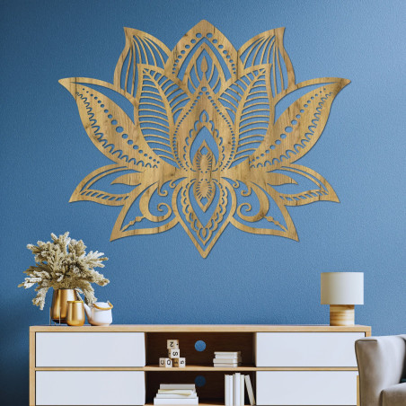 Decor de perete din lemn mandala - LOTOS