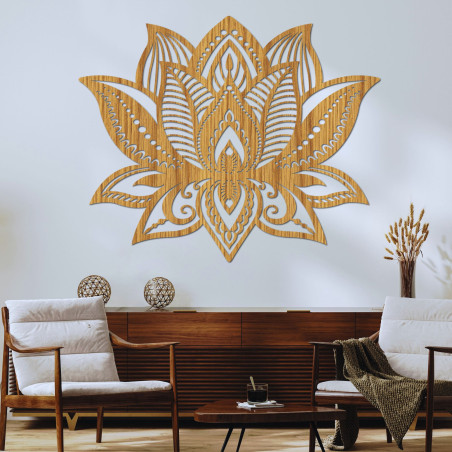 Decor de perete din lemn mandala - LOTOS