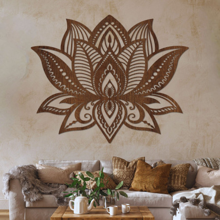 Mandala decorativă de perete din lemn - LOTOS