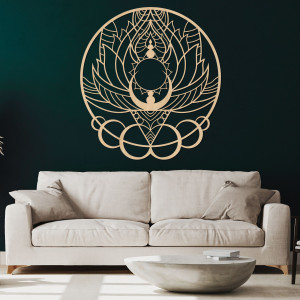 Mandala decorativă artistică din lemn, floare și soare - FLORISOLUS 2