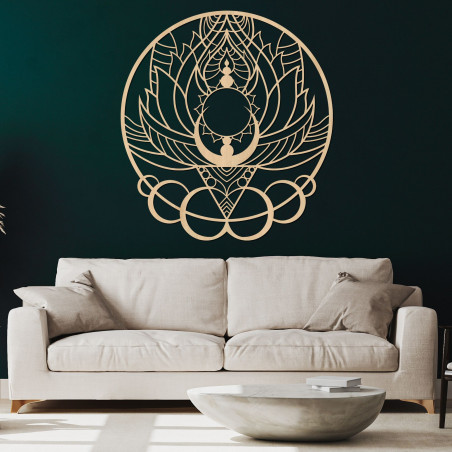 Mandala decorativă artistică din lemn, floare și soare - FLORISOLUS