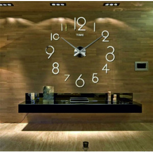 Moderné nástenné hodiny elka . Nálepka na stenu , zrkadlové .