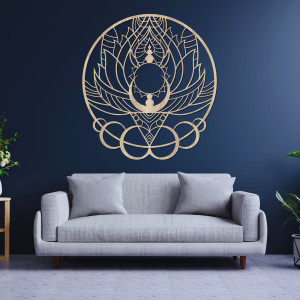 Mandala decorativă artistică din lemn, floare și soare - FLORISOLUS