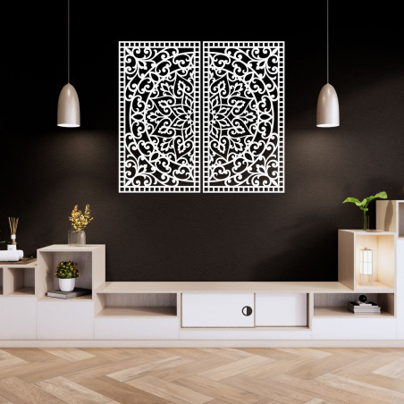 Set de ornamente de perete cu mandale – Tablou decorativ din lemn, 2 părți