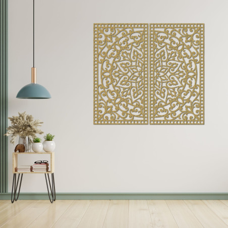 Set de ornamente de perete cu mandale – Tablou decorativ din lemn, 2 părți