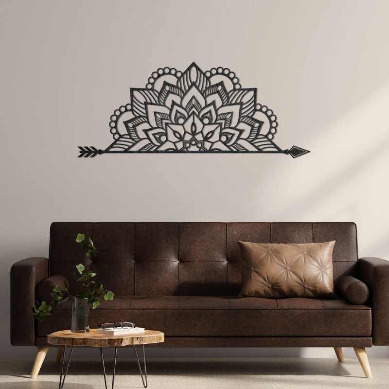 Mandala modernă din lemn cu model geometric care aduce armonie și pace în casa ta