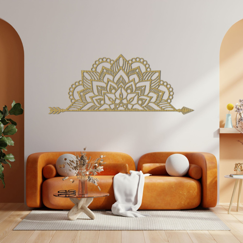 Mandala modernă din lemn cu model geometric care aduce armonie și pace în casa ta