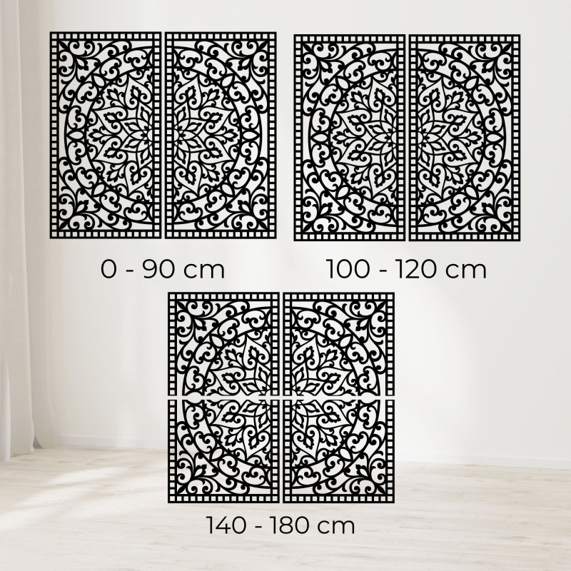 Mandala 3D din lemn pe perete – Diptic sculptat în stil boho
