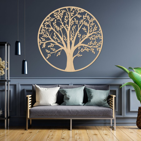 Copac modern din lemn al vieții pe perete pentru un interior elegant