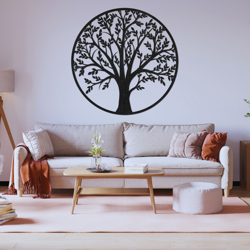 Copac modern din lemn al vieții pe perete pentru un interior elegant