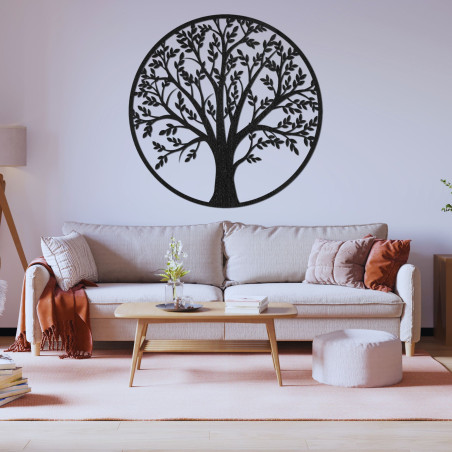 Copac modern din lemn al vieții pe perete pentru un interior elegant