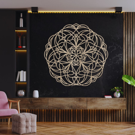 Mandala din lemn pe perete – Decorațiune murală modernă