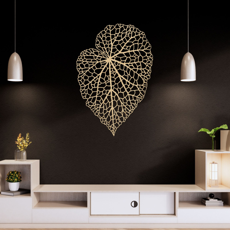Decorațiune elegantă de perete din lemn cu motiv de frunze și design natural