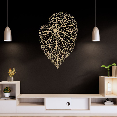 Decorațiune elegantă de perete din lemn cu motiv de frunze și design natural